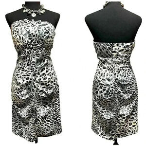 Animal print black, grey, silver semi formal tube dress, EUC, Size 7/8
